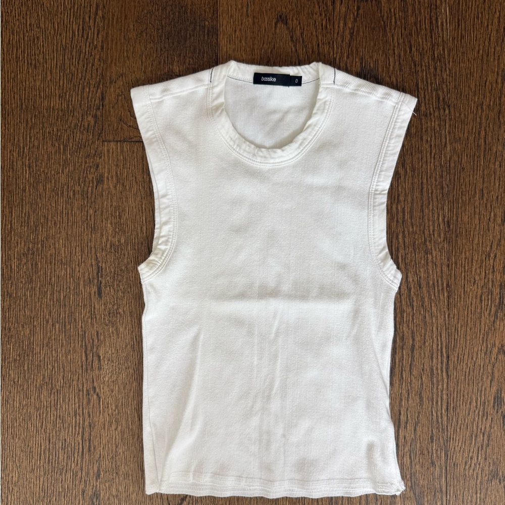 Bassike White Sleeveless Tank Top